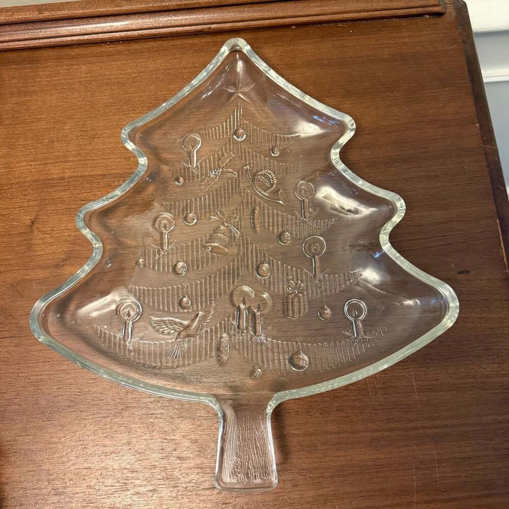 Anchor Hocking Christmas Tree Glass Platter